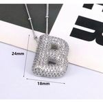 Silver Tone Initial Letter B Pave Crystal Bubble Charm Pendant Necklace New Photo 2
