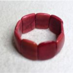 Source Unknown Gorgeous Wide Panel Red Tagua Nut 1.5/8" H 2 Band 5" Stretch Statement Bracelet Photo 2