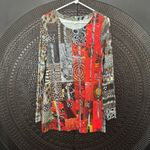 Simply Art by Dolcezza Long Sleeve Top M Artsy Stretchy Art to Wear Animal Print Red Size M Photo 13