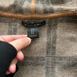 Tahari Cardigan Sweater Medium Tan Brown Plaid Belted Duster Jacket Womens’s Photo 4