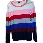 Talbots  Size Large Multicolor Stripe Zipper Shoulder Detail Pullover Sweater Photo 0