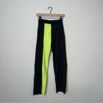 High‎ Waist Color Block Black Pants with Neon Green Stripe Size XS Photo 3