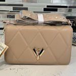 VALENTINO ORLANDI Bag Taupe Quilted Leather Flap Crossbody Purse Beige NWT $279 Photo 0