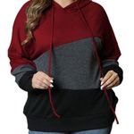 RED GRAY BLACK COLOR BLOCK DRAWSTRING HOODIE SIZE 3X 22 Photo 0