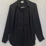 J.Crew Women's Button Up Blouse Solid Black Sheer Long Sleeve Size 2P Petite Photo 7