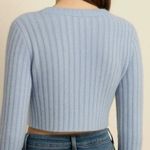 Urban Outfitters  Women's Size Small Blue Long Sleeve Fuzzy Knit Crop Cardigan Photo 1