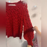 Chelsea and Violet FINAL PRICE DROP Burgundy Cable Knit Bishop Sleeve Sweater Photo 5