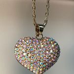 Betsey Johnson Gold Heart Necklace with Multicolor Sparkle | Aurora Borealis Photo 0