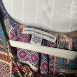 American Eagle  Short Sleeve Lace Up Patchwork Tassel Tie Top Size Small Boho Photo 2