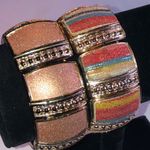 Elegant Gold Tone and Multicolor Stretchy Boho Chunky Bracelets Photo 0