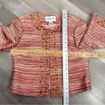 Victor Costa Tweed Bead Detail Crop Blazer Jacket Pink Red Cream 6 Photo 12