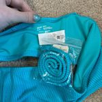 Aerie NWT  Shine Rib Bandeau Bikini Top Barbados Blue Swimsuit Beach Surf Size S Photo 5