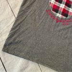 Disney  Parks Disneyland size medium gray long sleeve hooded T-shirt plaid Mickey Photo 2