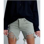 One Teaspoon NEW Sz 24 00 Green Super Khaki Stevies Slim-Fit Boyfriend Short Photo 2