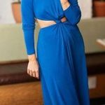 Farm Rio  Knot Cutout Maxi Dress Bodycon Long Sleeve Cobalt Blue Medium Photo 0