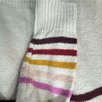 Jessica Simpson Beige with Jewel Tone Stripes Crewneck Sweater Size Medium Photo 4