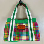 Tommy Hilfiger Y2K Green Multicolor Madras Plaid Tote Bag Purse Photo 0