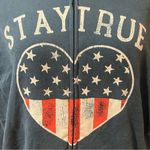 Life is Good Stay True Flag Go-To Full Zip Fleece Hoodie Sweatshirt Blue Size XL Photo 1