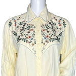 Sundance Shirt Womens Small Ivory Floral Embroidered Cowgirl Western Bohowestern Photo 4