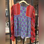 Anthropologie Bl-nk London Miranda Peasant blouse embroidered patchwork print colorful balloon Photo 1