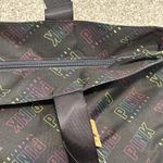 Victoria's Secret PINK Tote Bag Black Rainbow Reusable Travel 16X21 Inch Zipper Photo 3