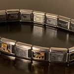 Vintage Manuel Zed Stainless Steel Link Charm Bracelet Italian Puzzle | Unisex Silver Photo 0