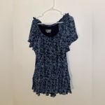 Anthropologie NWT  SHORT SLEEVE KEYHOLE SWING TUNIC MINI DRESS BLUE FLORAL XS P Photo 1
