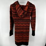 prAna  Meryl Tunic Sweater Mini Dress Hooded Chevron Print Knit Raisin Small Photo 4