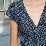 Brandy Melville  Robbie Dress Size Small Blue Floral Wrap Navy Photo 1