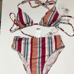 Roxy New. stripe bikini set. M-top/S-bottom. . Retails $119 Photo 8