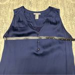 H&M Blue Satin Sleeveless Career V Neck Tank Top Blouse with Gold Buttons Size S Photo 6