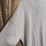 Aerie Light Gray White Textured Knit Oversized Lightweight Sweater XS Photo 5