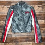 I am gia  Devyn Moto Leather Jacket NWOT GREY RED STRIPED fall sold out casual Photo 2