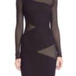 BCBGMAXAZRIA  "Tanya" women's  black mesh + beige fabric lined dress Photo 1