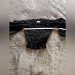 Urban Outfitters  Black Gauze Peplum Off Shoulder Ruched Shirt Women’s Sz S EUC Photo 5