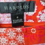 Harolds Size 6 Pants Pink Orange Patchwork Cotton Straight Leg Ankle Photo 4