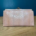 Vintage Judith Leiber Snakeskin Clutch Long Wallet Pale Pink 1980s Photo 1