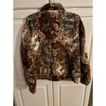 EVR Silk Zebra Baroque Print Bomber Jacket Women's Large vntage L Brown Photo 3