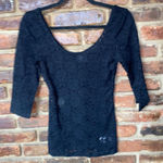 Urban Outfitters  Pins & Needles Black Lace 3/4 Sleeve Scoop Neck Top Women's XS Photo 0