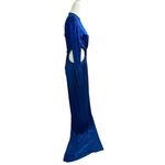Balmain Womens Draped Laminated Jersey Long Dress in Bleu Electric 38 New Gown Photo 6