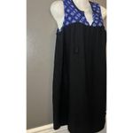 Old Navy  Dress Womens Large Black Blue Embroidered Sleeveless Boho Linen Blend Photo 2