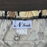 Vintage Black/Yellow N Touch Floral Midi Skirt Daisies w/ Elastic Waist Black Size XL Photo 2