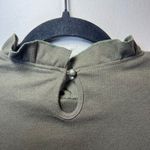 Ruffle Long Sleeve Ribbed Blouse Shirt Olive Green Ruffle Neck & Shoulder Medium Photo 8