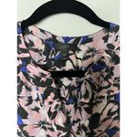 J.Crew  100% Silk Floral Hibiscus Print Flutter Sleeve Blue Pink Top 12P Photo 3