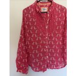 Holding Horses  Anthropologie Bird Print Gauzy Roll Tab Sleeve Top Shirt Womens 4 Photo 1