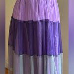 Lavender Purple Gray Striped Tiered Ruffle Tulle Skirt with Beading, SZ S Photo 88