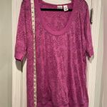 Bold Spirit Size XL Pink Semi Sheer Rose Floral Short Sleeve Pullover Hoodie Top Photo 6