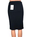 Theory NEW $495 Black Lamb Leather Ribbed Sweater Pencil Straight Midi Skirt XS Photo 7
