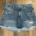 Vanilla Star Jeans High-Waisted Distressed Denim Shorts with Raw Hem Detail Medium Wash F1 Photo 0