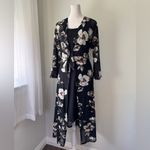 Siren Lily Black Floral Print Tie-Front Layered Long Sleeve Dress Photo 1